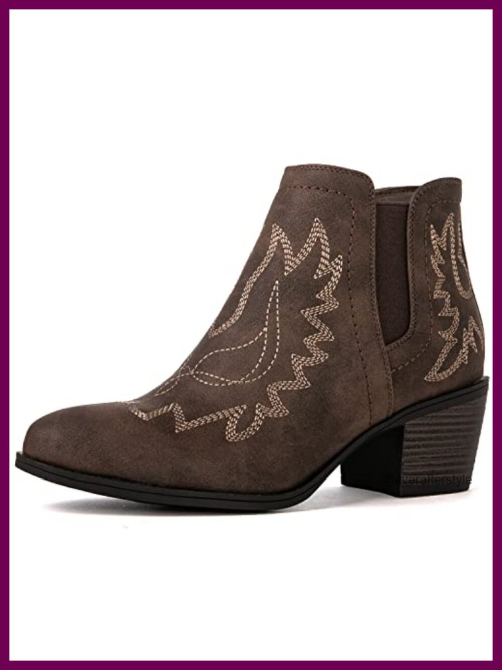 Faux Leather Western Cowgirl Ankle Booties Pull On Country Boots